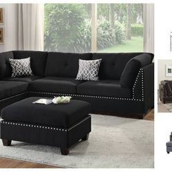 Black Reversible Sectional & Ottoman