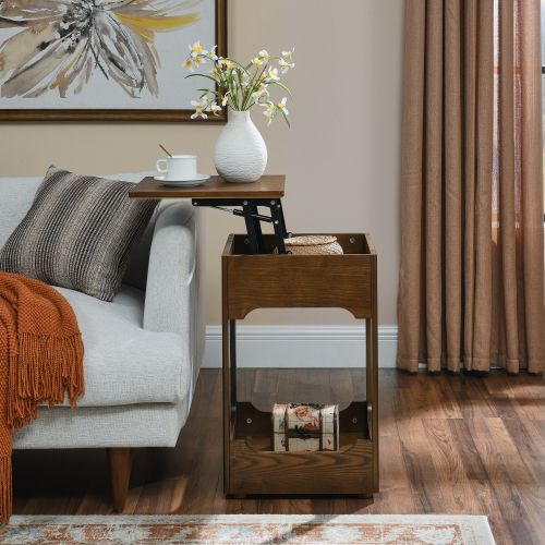 Mid Century Modern Lift Top Side Table, Small Rising End Table Couch Table With Storage Shelf, Wooden Nightstand,modern coffee table,cocktail table