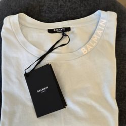 Brand New Balmain Men's Logo Light Blue Cotton T-Shirt Size M,L, XL
