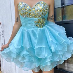 Short Length Blue Homecoming / Prom dress