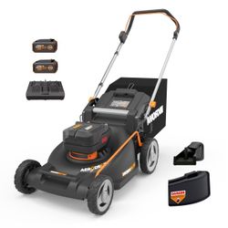 WORX Nitro 40V 21" Cordless Lawn Mower w/Aerodeck & Intellicut, Brushless Electric Mower Up to 1/2 Acre, Push Lawn Mower w/ 7-Position Height Adjustme