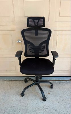 NOBLEWELL Ergonomic Office Chair with Padded Lumbar Support, 2D Headrest, Adjustable Armrests, Upgraded Contoured Seat Cushion, 130° Rocking Tilt, Com