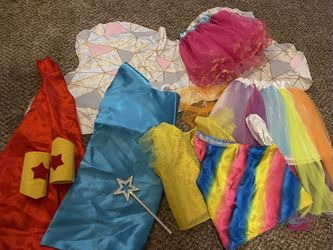 Box of children's costumes for play
