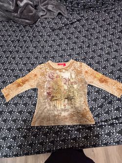 Gloria Vanderbilt Cafe de Paris Graphic Long-Sleeve Top