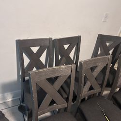 6 Gray Wood Ashley Chairs Great Condition