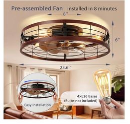 Brand new caged ceiling fan with light and remote