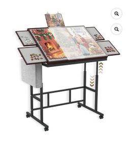 34"x26" Jigsaw Puzzle Table 1500 Pcs, Puzzle Board w/Drawers & Wheels - New