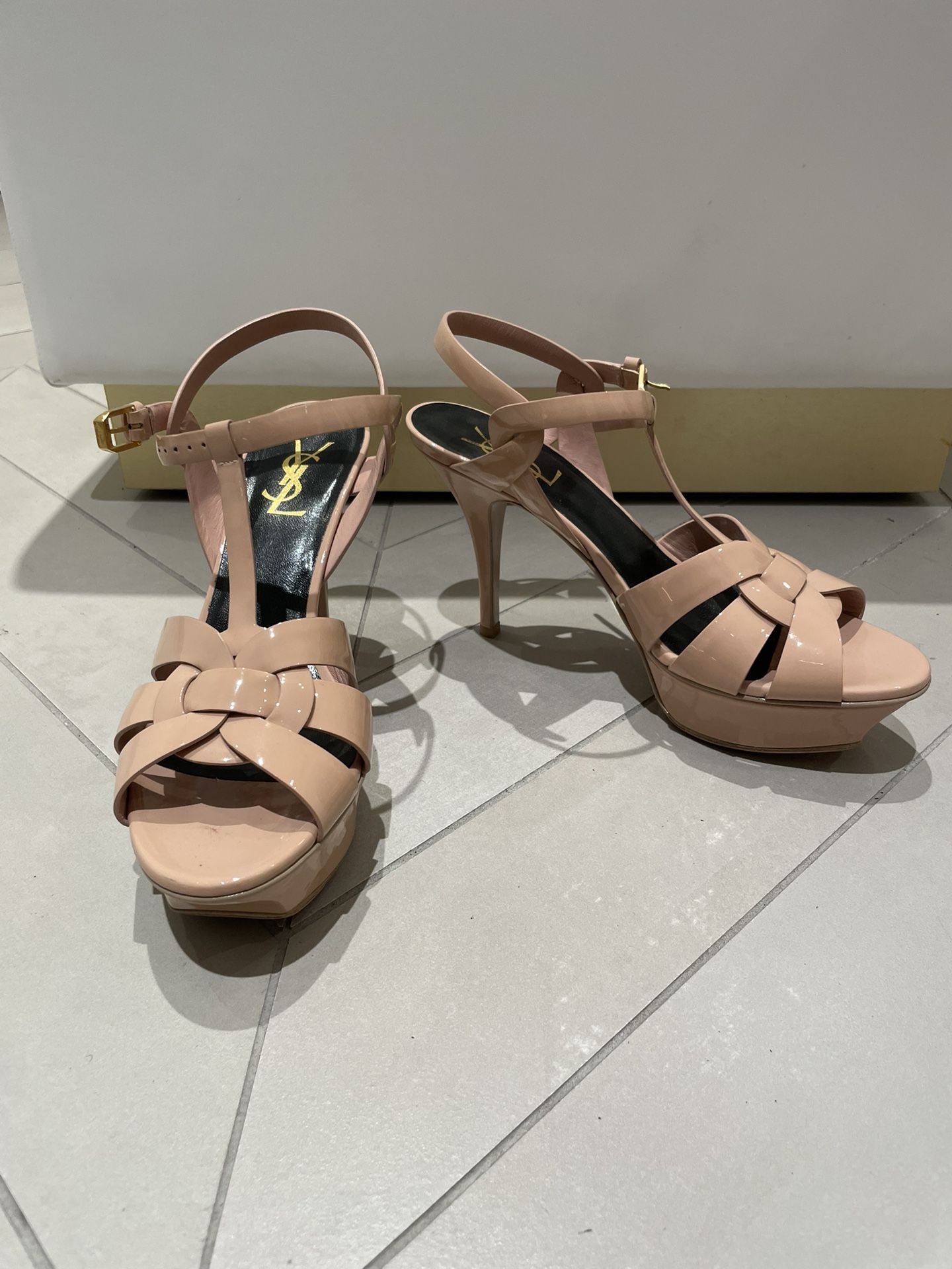 YSL Tribute Patent Leather 105mm Sandals
