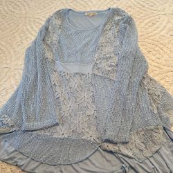 Blue Sparkly Long sleeve Sweater