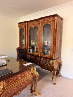 Desk, Bookshelf, and Chair