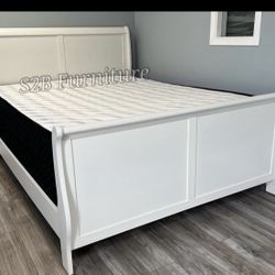 Queen White Sleigh W Orthopedic Matres.colchon!!!!