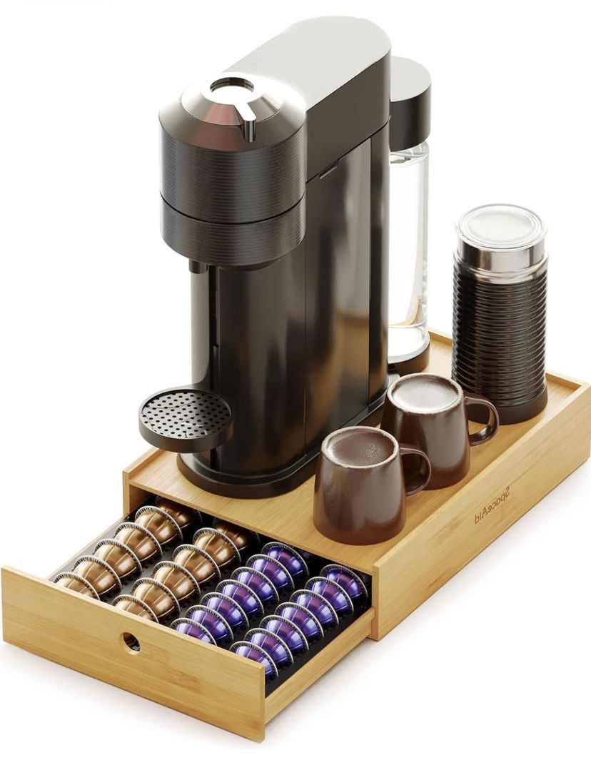 SpaceAid Bamboo Coffee Pod Holder Storage Drawer