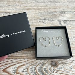 DISNEY X BAUBLEBAR Mickey Mouse 18K Gold Sterling Silver Threader Hoop Earrings