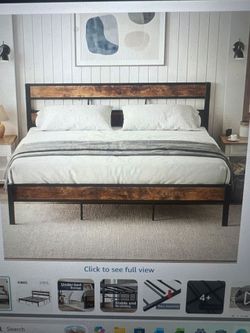 King Size Industrial Platform Bed Frame – Wood & Metal – Brand New Never Used
