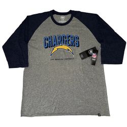 47 Brand Los Angeles Chargers Raglan T Shirt Mens XL New $34 MSRP
