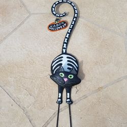 Happy Halloween Cat Metal Yard Art (Read Description) 