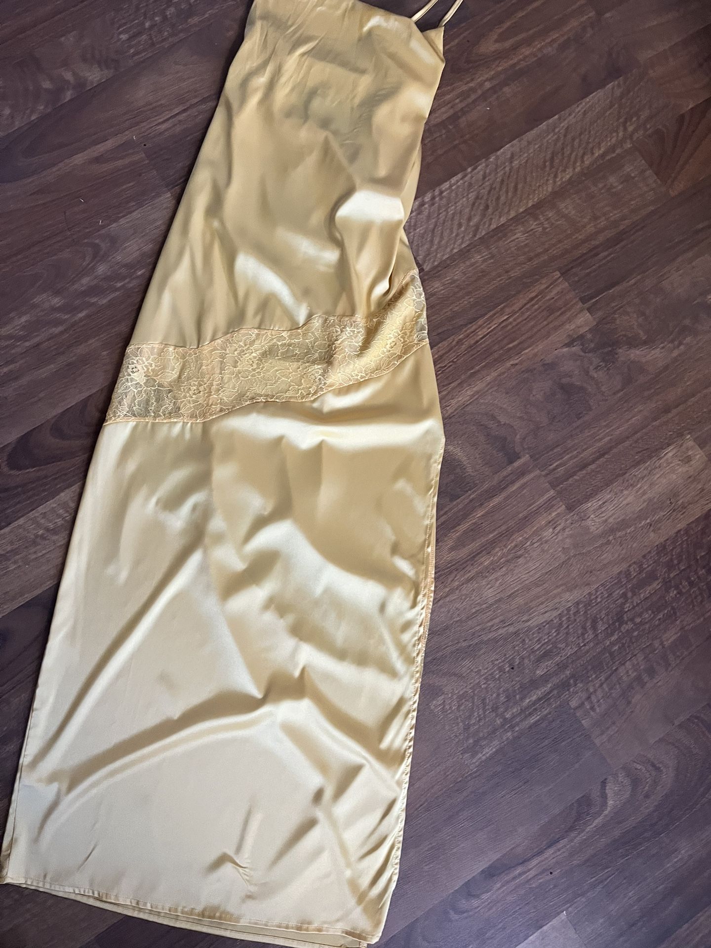 Women’s Gold Long Nightgown With Slit New!