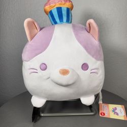 17" Mogu Lavender Cat With Cupcake Plush
