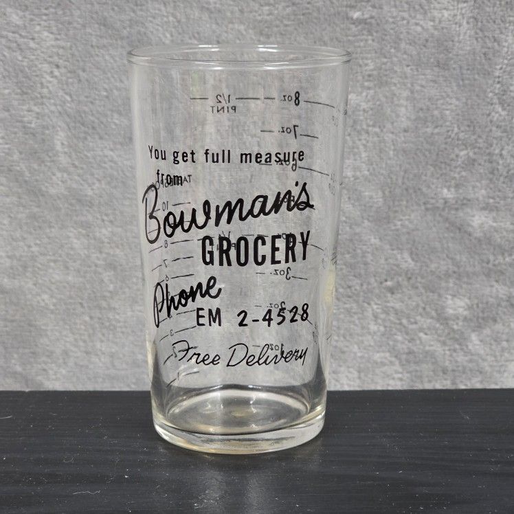 Bowman's Grocery Glass Measuring Cup, 1/2 Pint, 8 Ounce, 10 Tablespoons