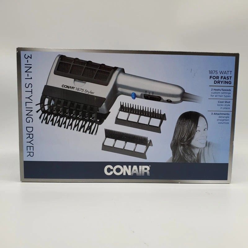 Conair 3-in-1 Styling Hair Dryer 1875W with Ionic Technology And 3 Attachments