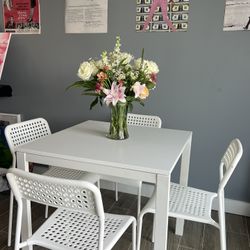 White Table and Chairs Set