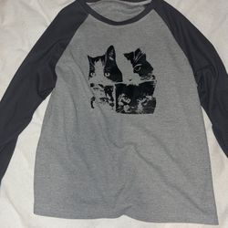 Womens Grey cat long sleeve 