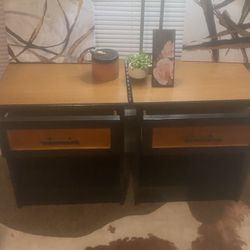 Refinished American Night Stands Black & Wood