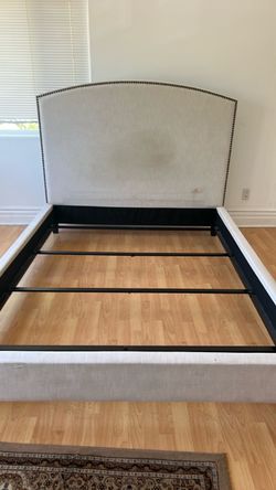Upholstered Bed Frame with Nailhead Headboard