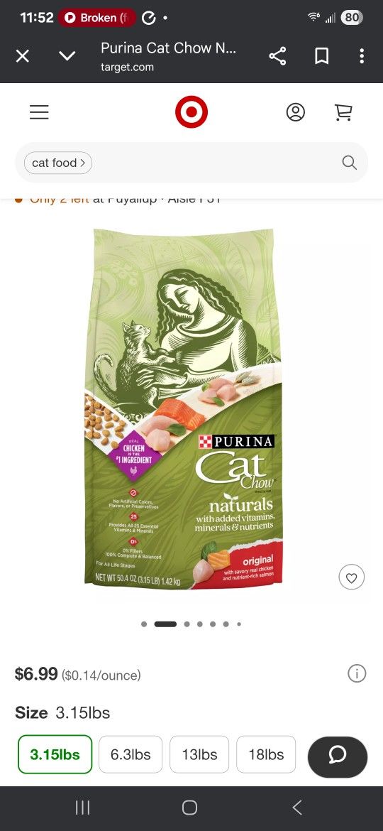 Purina Cat Chow 3.15lbs Dry Cat food 4 Pack