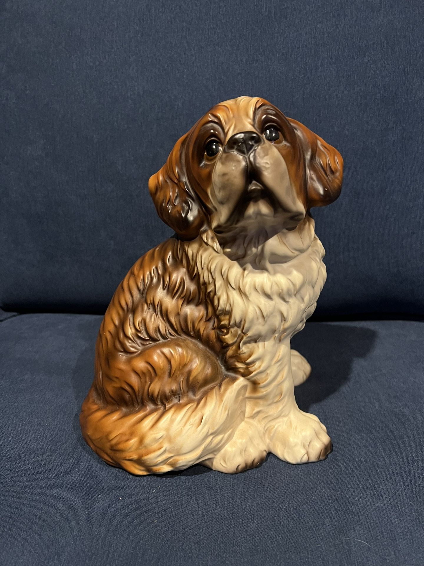 Brown & White St.Bernard Puppy Dog Figurine Statue