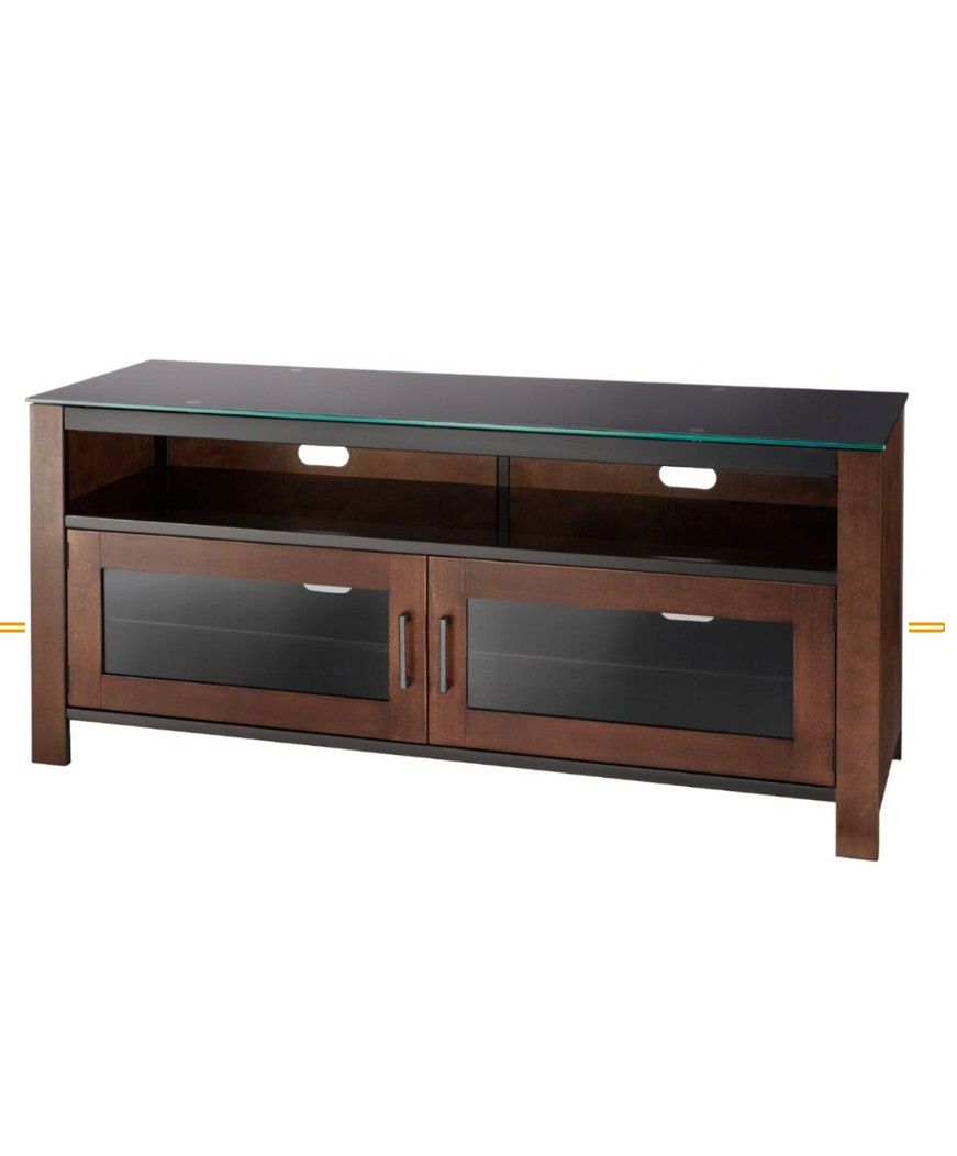 Tv stand metal, glass , wood,finish 60 inches