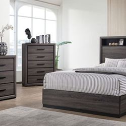 Brand New Grey 4pc Queen Bedroom Set (Available In California & Eastern King)