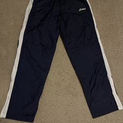 ASICS Men Windbreaker Sweatpants With Bottom Leg Zipper | Navy Blue XL
