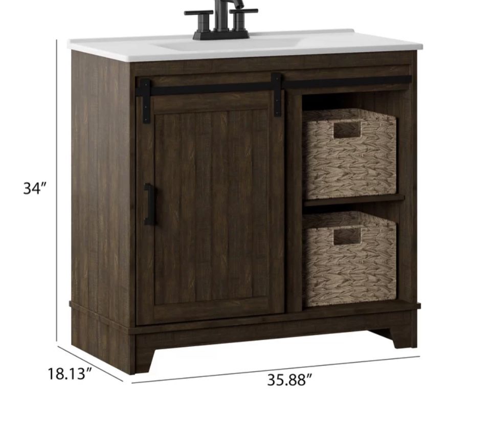 Free-standing Single Bathroom Vanity with Ceramic Vanity Top