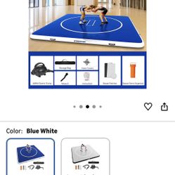 Inflatable mat 10FT × 6 inches Thick for Wrestling, Jiu Jitsu, PVC Landing Training Foldable for Home Gym BJJ, MMA, Martial Art, Boxing, Grappling, Ju