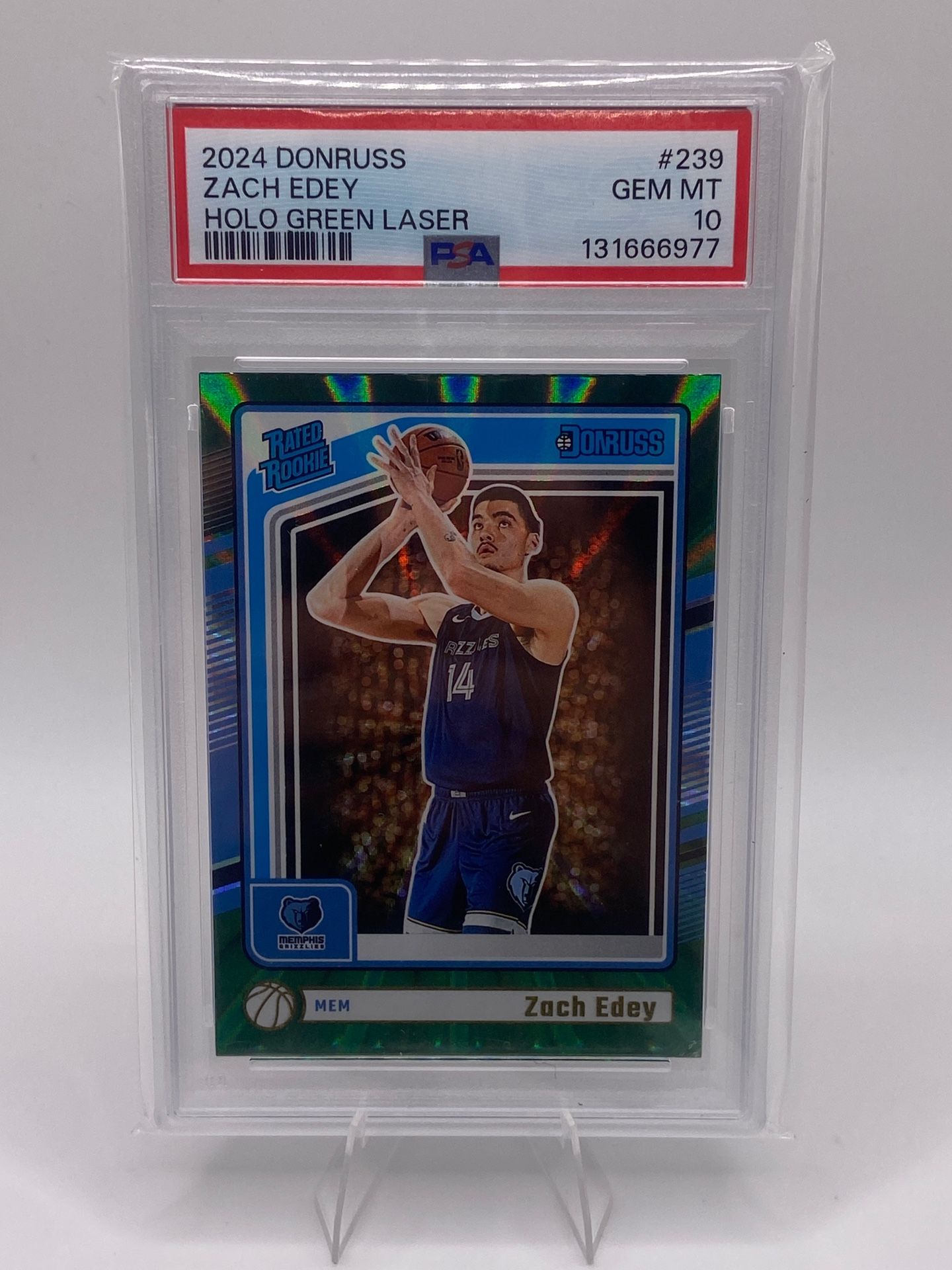 Zach Edey Donruss Holo Green Laser PSA 10 -$35