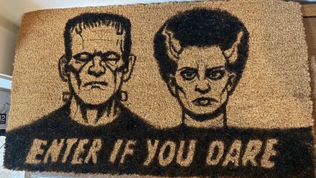 Frankenstein and bride coir doormat