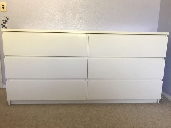 Used Ikea Malm White 6 Drawer Dresser 63x30 3 4 For Sale In