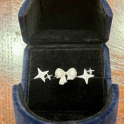 Diamond Ring And Earring Set Sterling Silver