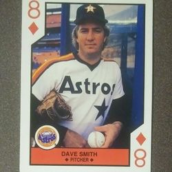 1990 Dave Smith Houston Astros 8-of-Diamonds Eight Pitcher Playing Baseball Card Vintage Collectible MLB Poker
