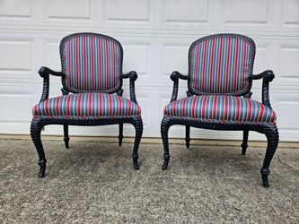 Carved Knotted Rope Accent Chairs Set of 2 Armchairs