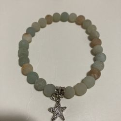 Sea Glass Frosted Bead Stretchy Bracelet