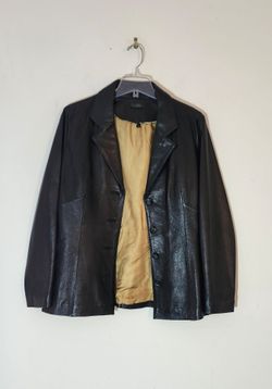 Vintage Wilsons 100% Genuine Leather Blazer Size: L, Color:Black