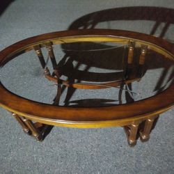 Coffee Table with Beveled Glass Insert