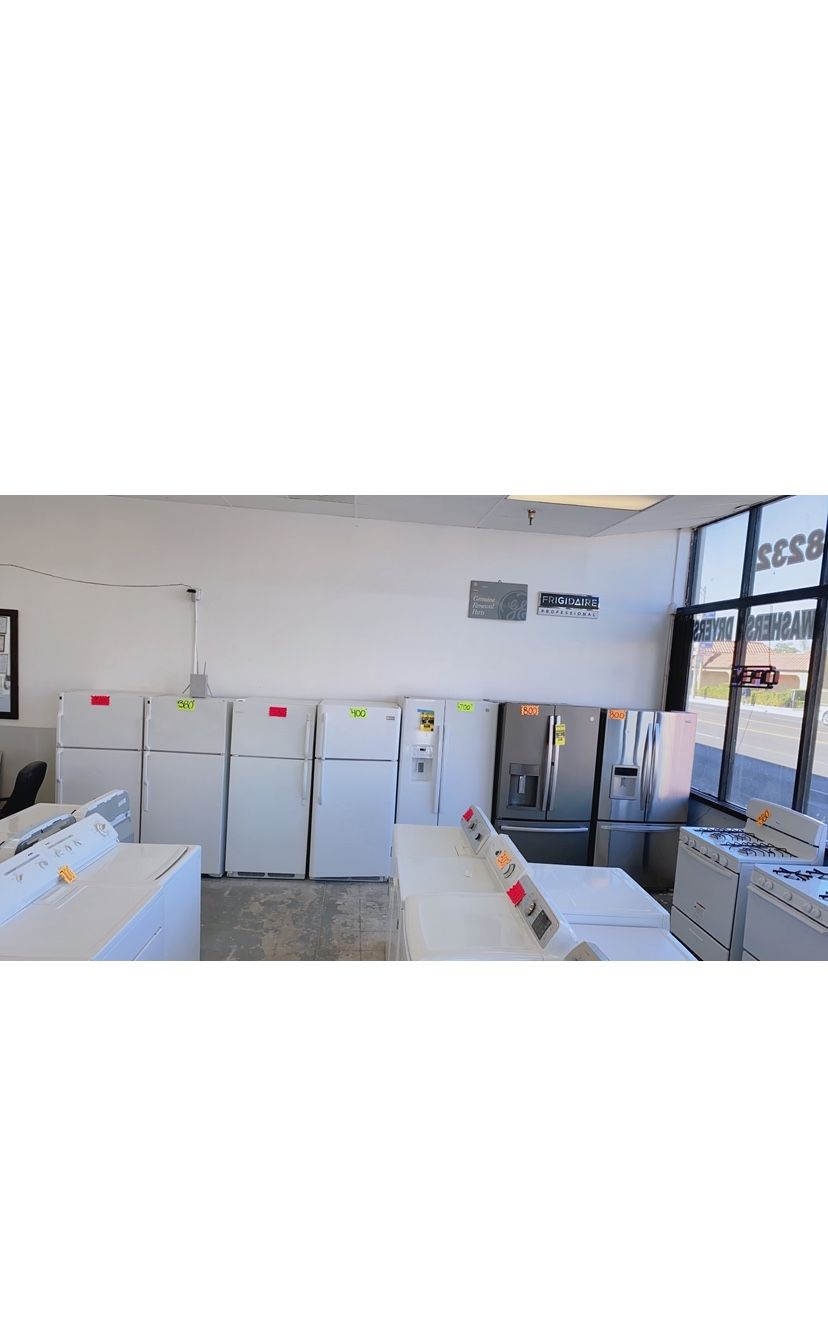 Refrigerators available in different sizes, brands, and price ranges.