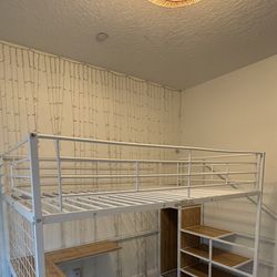 White frame loft bed full size