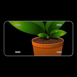 License Plate Novelty Car Front Green Leaves Plants Growth Foliage