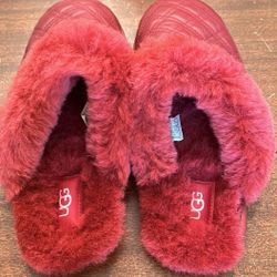 New Women's UGG Scufette II Quilted Leather Slippers Burgundy/Maroon Size 7