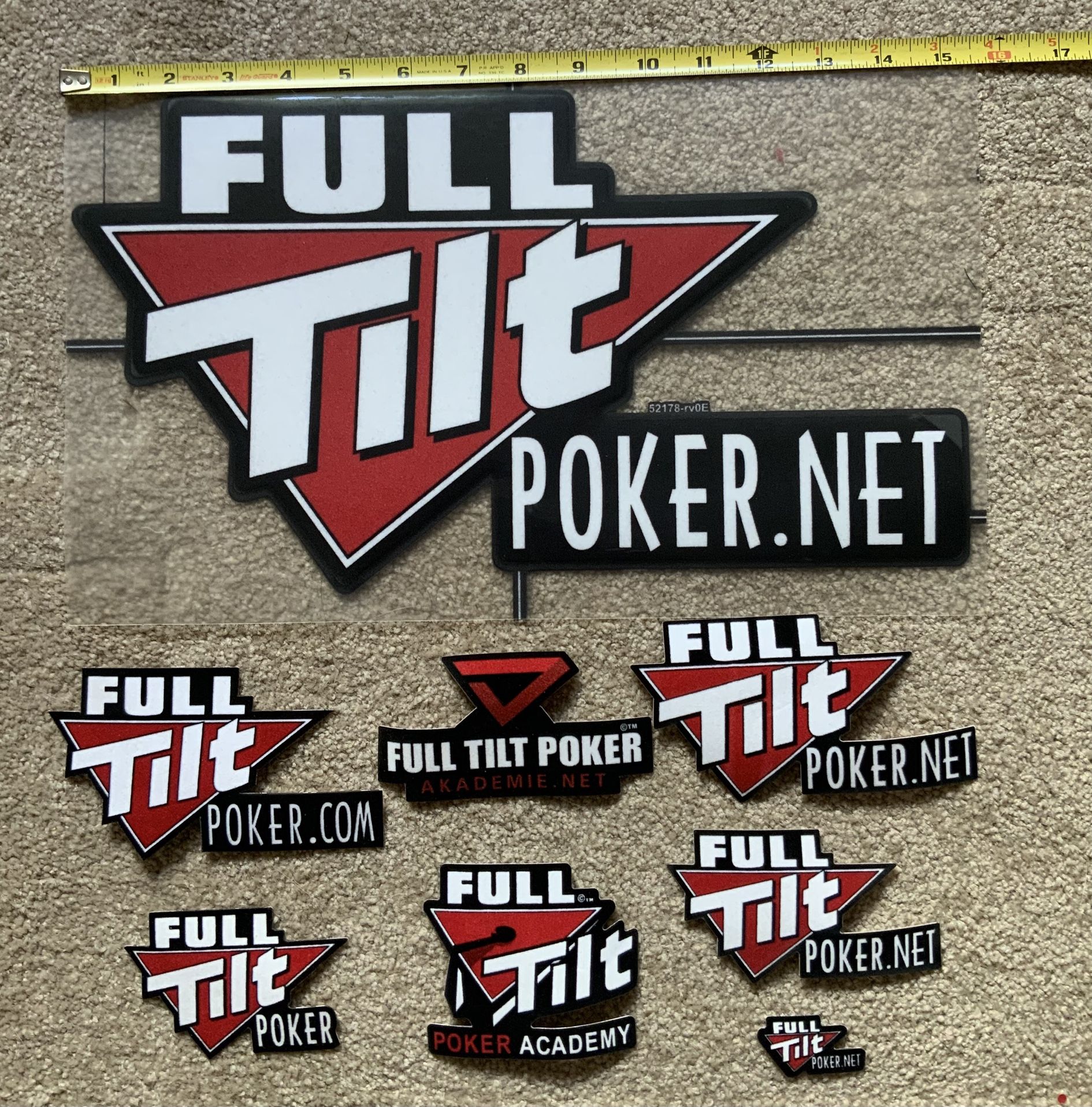 New Full tilt poker stickers, various sizes, embroidery sew/glue on, Many Quantities 