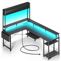  Gaming Desk with Power Outlets & LED Lights( Price Is Firm) 